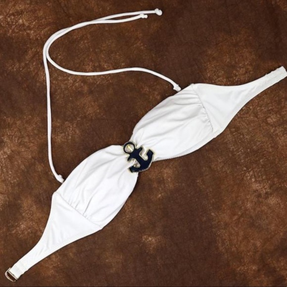 Victoria's Secret Other - Victoria’s Secret Small Bikini Top Bandeau Nautical Anchor Pin Halter Neck